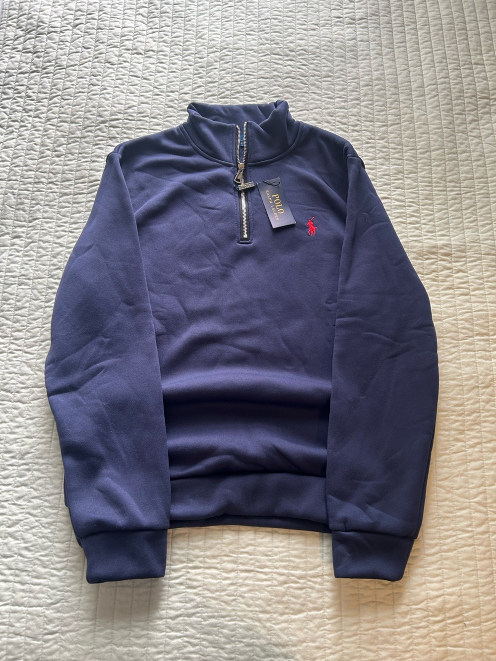 Polo by Ralph Lauren Men's Navy Half-Zip Pullover with Red Pony